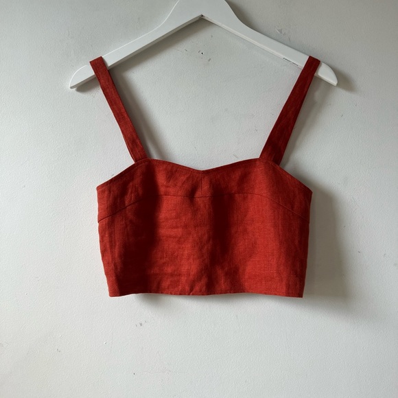 PALOMA WOOL Aquila Red Linen Skirt and Crop Top 34 XS - Picture 8 of 16